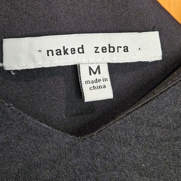 Black Naked Zebra V Neck Mini Slip Dress Size Medium‎ Little Black Dress - Picture 5 of 6